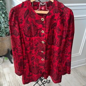 Floral Red and Black Button-Up  Vintage suit made in Germany